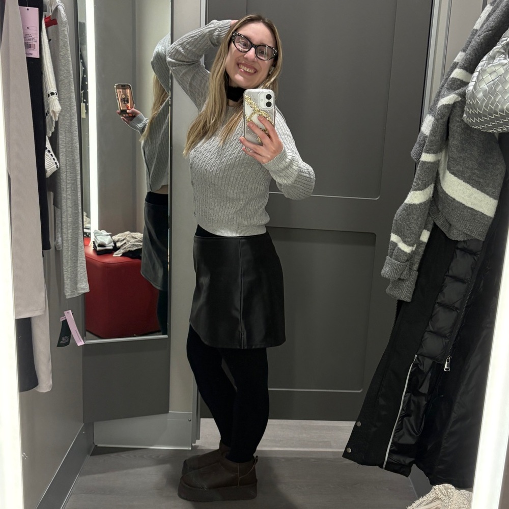 Black Leather Skort - Picture 4 of 5